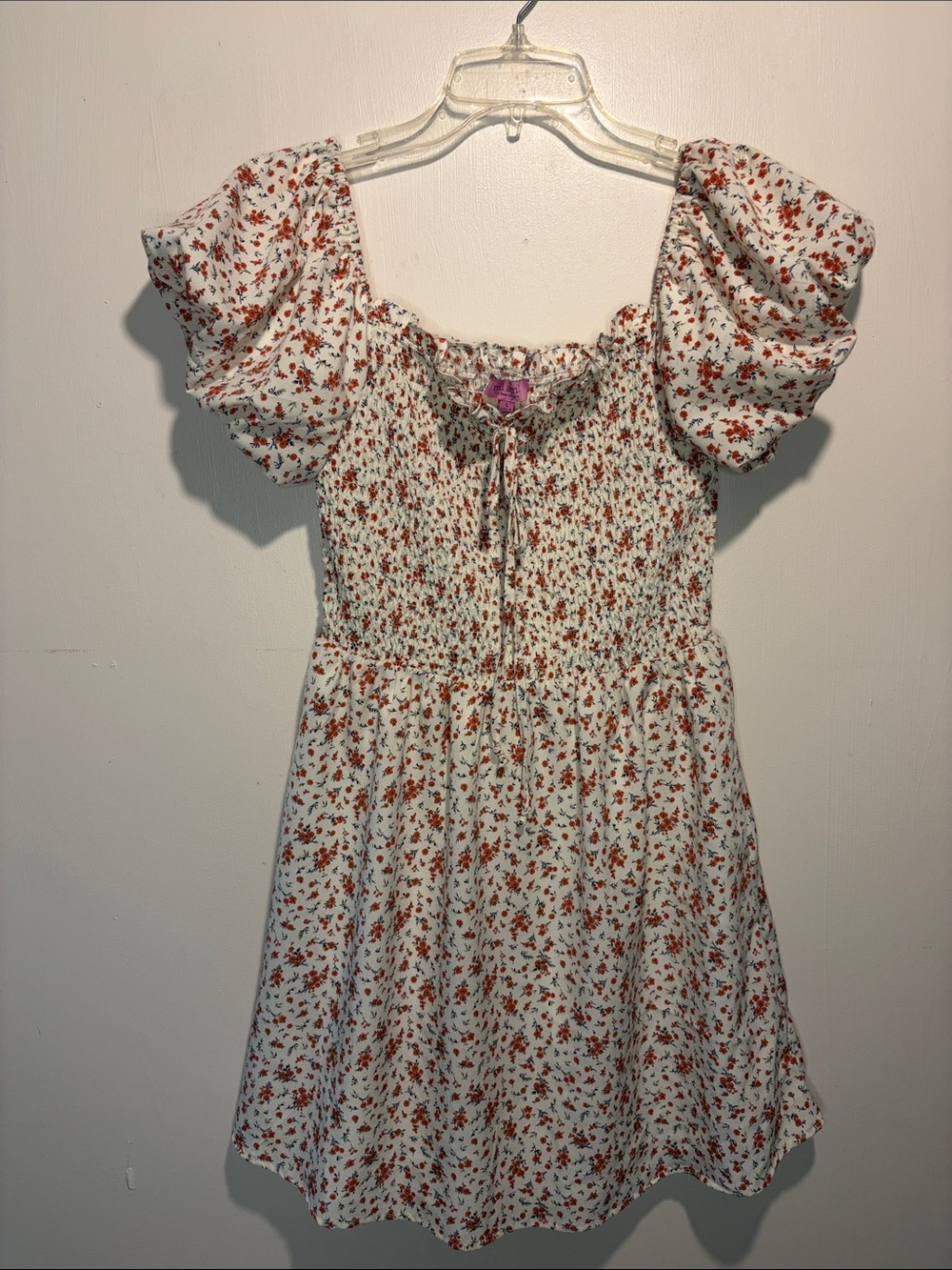 Mi Ami for Francesca‎’s NWT Puff Sleeve Smocked Dress Ditzy Floral Size L